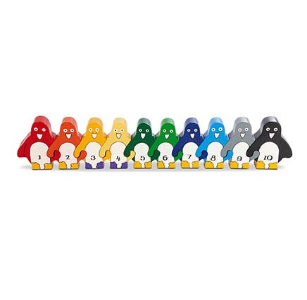 penguin jigsaw of repeating images of penguins multi coloured and numbered